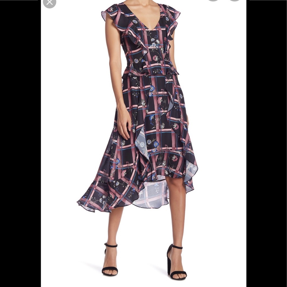 Parker Floral  V-Neck Ruffled Midi Dress sz.M